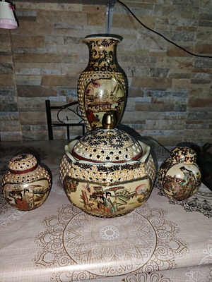 Satsuma vintage ceramic set of 4 pieces used