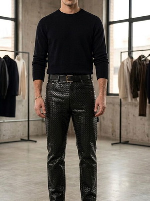 Unisex leatherette pants new, black, size M-L