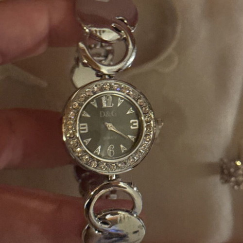 Watch, ring and long earrings set, grey