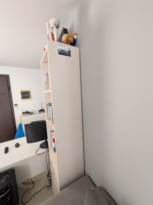 Wooden tall bookcase with drawers and cabinet, used, good quality