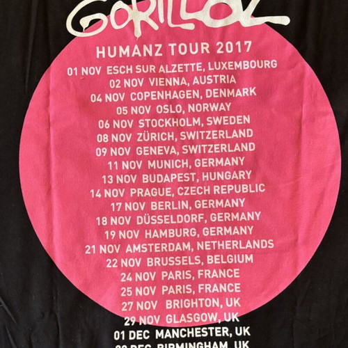 Gorillaz Humanz Tour 2017 official T-shirt XL