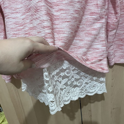 Winter blouse with embroidered white border, cotton, pink