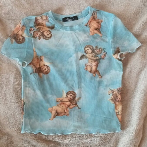 Bershka short-sleeve transparent blouse like new, size XS