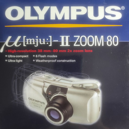 Olympus Mju II Zoom 80 Silver 35mm Film Camera mint