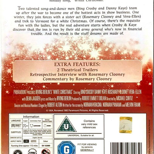 White Christmas DVD new, romantic musical movie with Bing Crosby