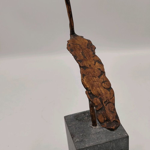 Art sculpture used, bronze abstract on marble base