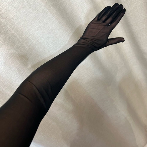 Long women's gloves made of elastic tulle new, black