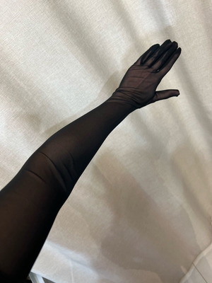 Long women's gloves made of elastic tulle new, black