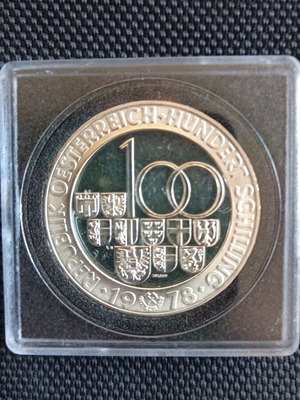 Austrian silver 100 schilling coin 1978