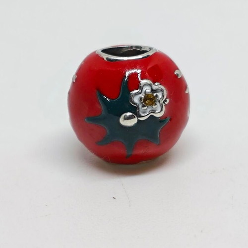 Silver Charm 925 Strawberry with Enamel and Zirconia like new