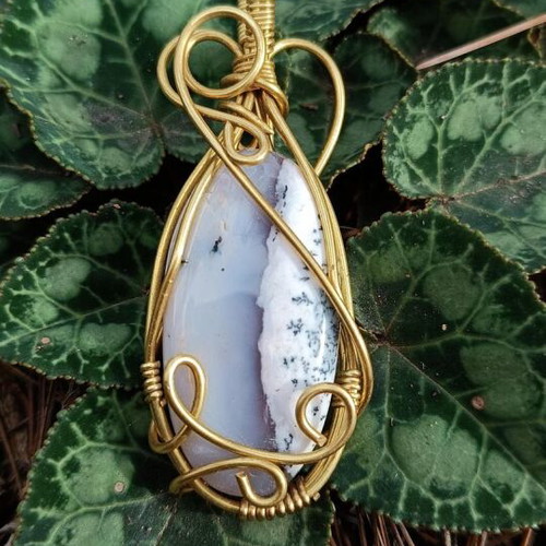 Pendant with agate handmade, new