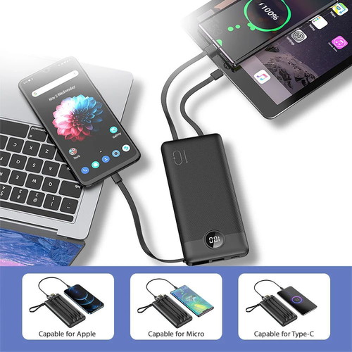 Power Bank Veger C10 10000mAh USB-A with built-in cables 10W black