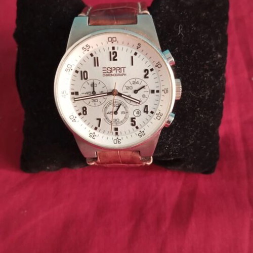 Esprit wristwatch ES000T31021, stainless steel, brown leather strap