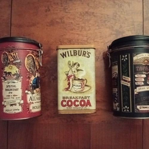 Vintage metal tins collection, 32 pieces, Nostalgic Art style