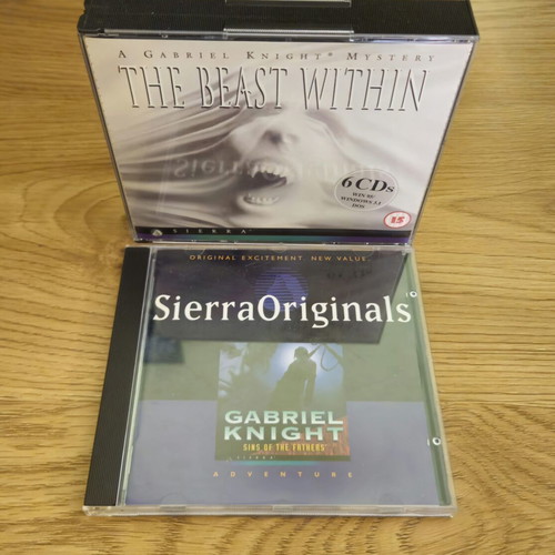 Gabriel Knight 1 & 2 PC game pack, Sierra Originals, 7 CDs