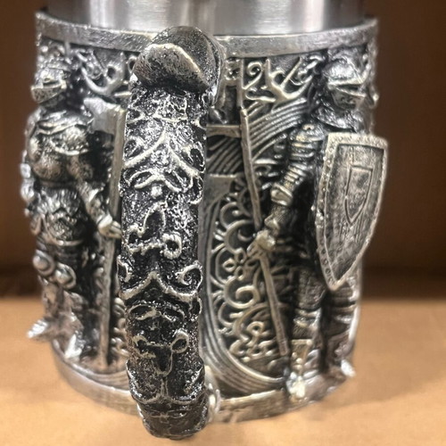 Medieval Knight Mug new, stainless steel and resin