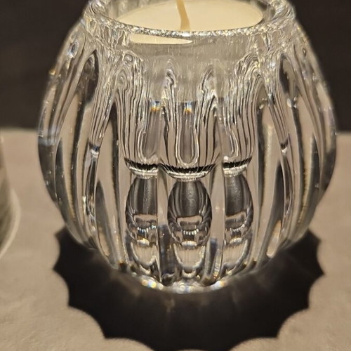 Set of 3 vintage solid glass candle holders