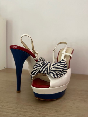 Tsakiris Mallas sandals like new, blue and red with bows size 40
