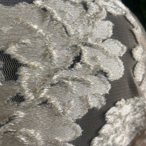 Devore velvet brocade blouse beige like new size M