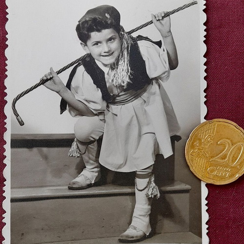Vintage photo of boy in traditional Tsolias costume, like new