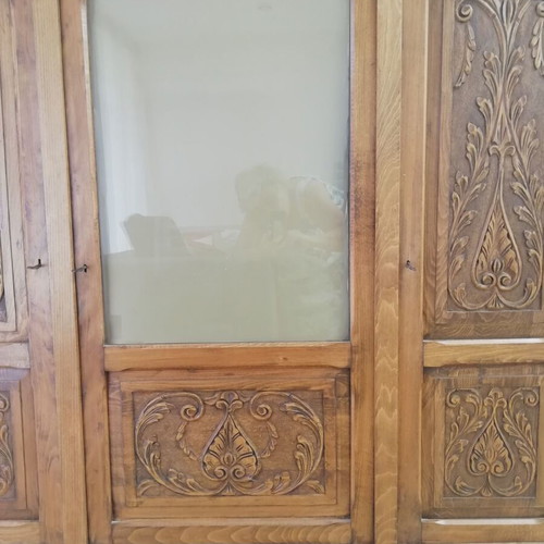 Vintage solid walnut bookcase used furniture with Queen Anne legs