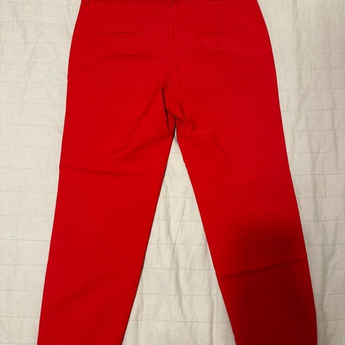 Zara red pants like new, straight cut with uneven hem size M