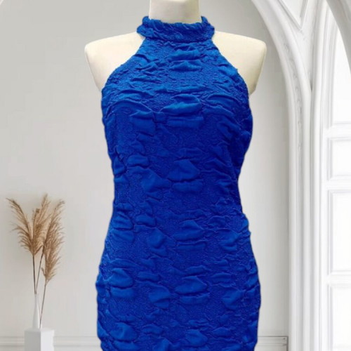 Fitted blue dress size L-XL like new