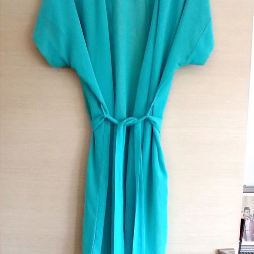 Nota Lingerie short robe used, aqua blue, size M/L