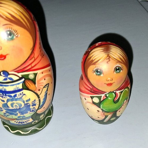 Babushka Matrioshka triple like new, hand-painted, 11cm