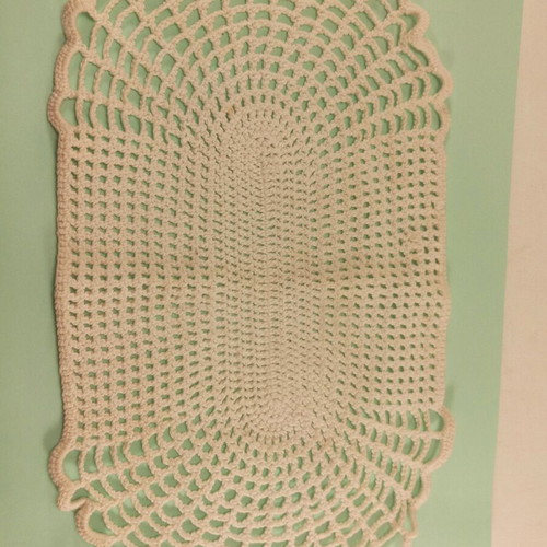 Oval crochet doily 33x19 cm, white made to order