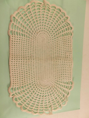Oval crochet doily 33x19 cm, white made to order