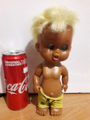 Vintage doll used, collectible retro 70's boy figurine