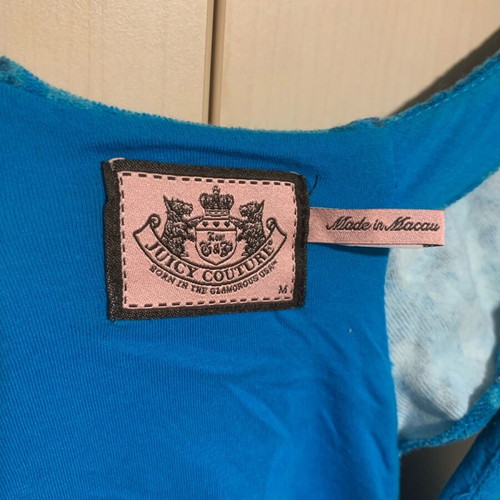 Juicy Couture blue terry shortsuit like new with ruffles and drawstring