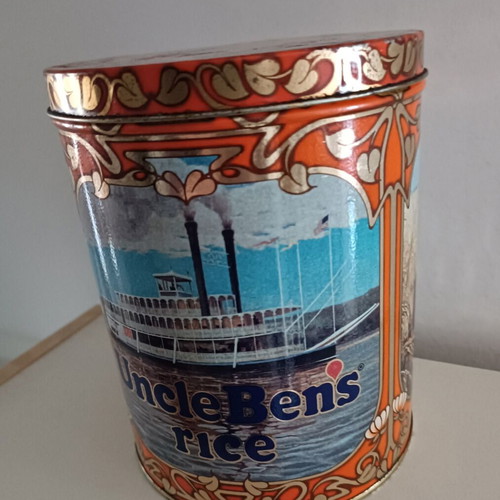Uncle Ben's metal rice tin used