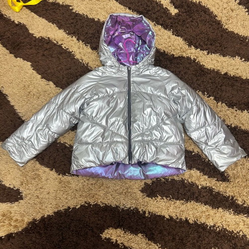 Mayoral double face jacket used, purple and silver, size 12