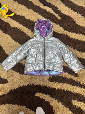 Mayoral double face jacket used, purple and silver, size 12