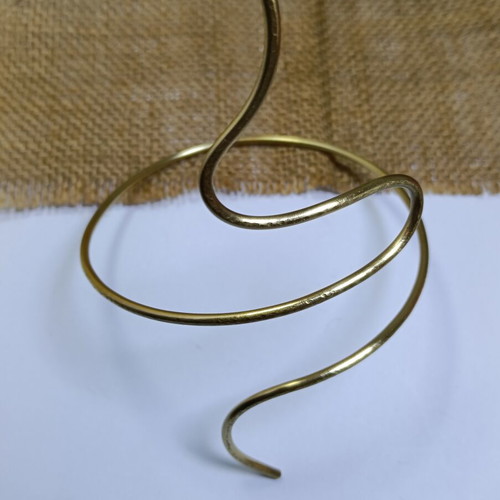 Bracelet handmade, new, gold color, solid brass, hammered snake design