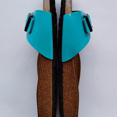 Birkenstock Madrid single strap sandals patent vibrant blue size 42 new