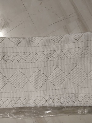 Handmade white knitted blanket super king size 2.33x2.42 m new