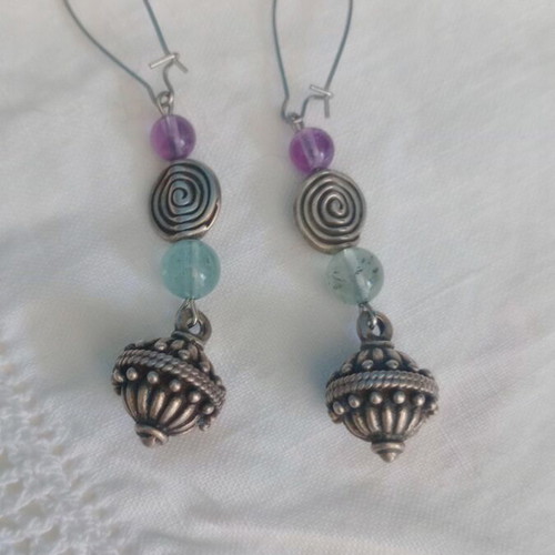 Earrings handmade with amethyst and aventurine like new
