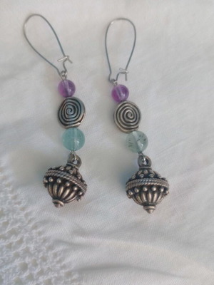 Earrings handmade with amethyst and aventurine like new