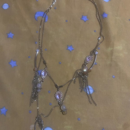 Women's necklace in pink tones with gold, new