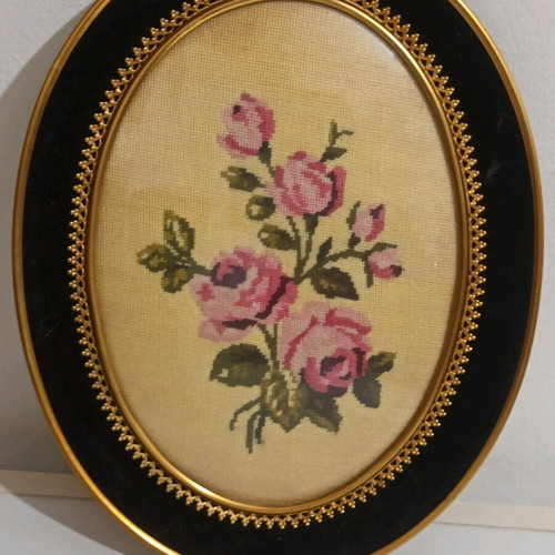 Framed embroidery used, dimensions 25.5x20 cm