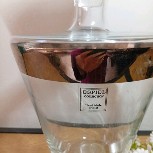 Espiel Collection crystal carafe with silver border, handmade