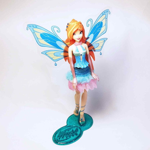 Winx Club Bloom Enchantix plastic figure used, Kinder Maxi base