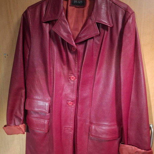 Vintage leather jacket women's, red, size L, like new