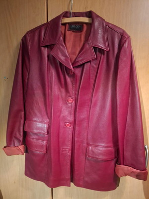 Vintage leather jacket women's, red, size L, like new