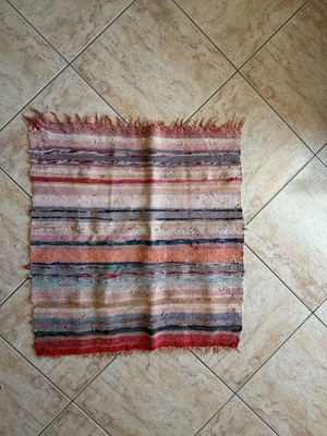 Vintage rag rug used 77x70cm