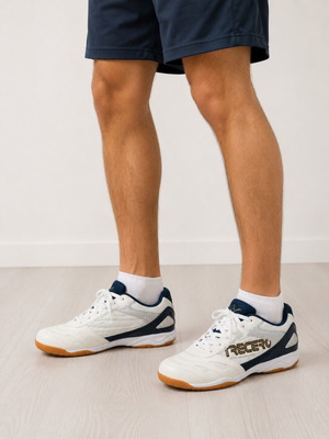 Men’s Indoor Sports Sneakers, White & Navy, Size 42