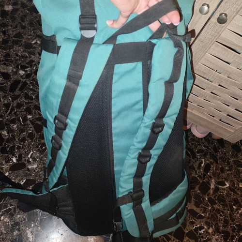 Hiking backpack like new, black and turquoise